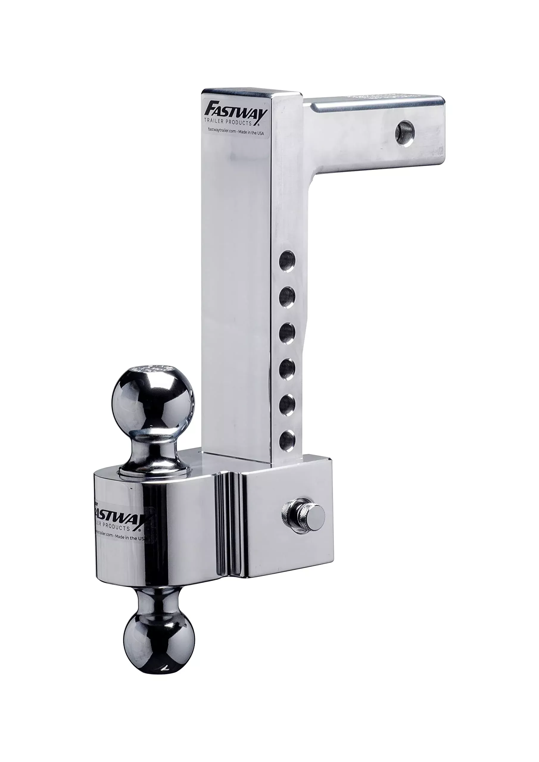 Fastway Flash 42-00-2900 E Series Adjustable Aluminum Ball Mount With 10 Inch Drop, 2 Inch Shank, And Chrome Plated Balls