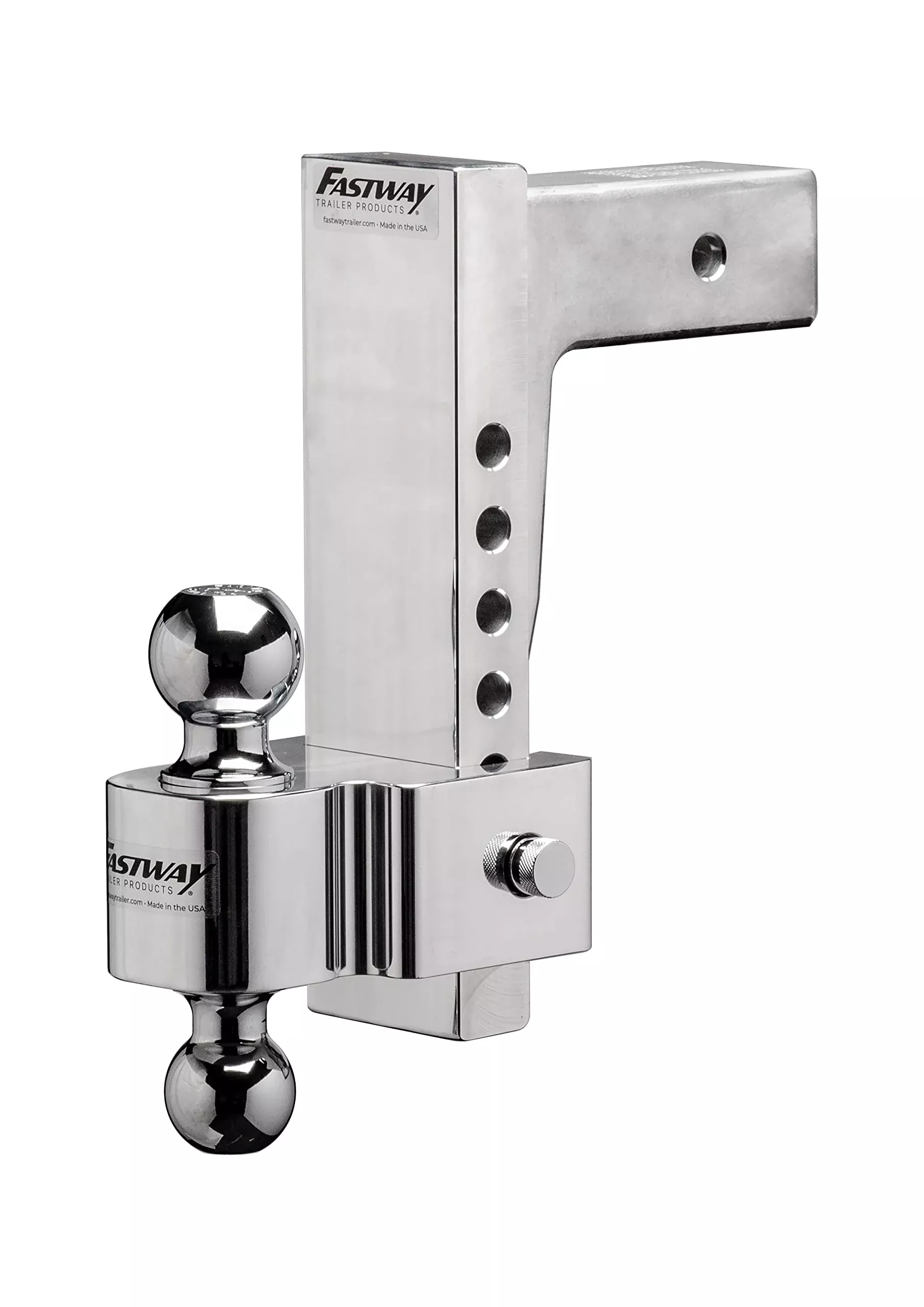 Fastway Flash 42-00-2925 E Series Hd Adjustable Aluminum Ball Mount With 10 Inch Drop, 2.5 Inch Shank, And Chrome Plated Balls