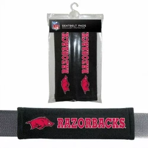 Fremont Die Ncaa Arkansas Razorbacks Seat Belt Pads, 10" X 2.5" (Pack Of 2), 10" X 2.5" (Pack Of 2), Black/Team Colors