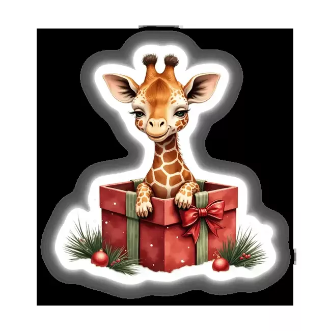 Giraffe in Christmas Present Box