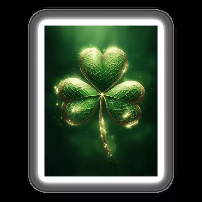 Glowing Celtic Shamrock – Green Clover with Golden Knotwork