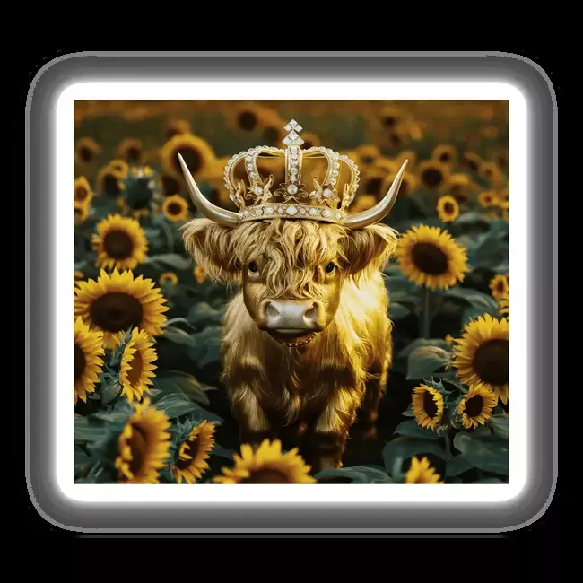 Golden Highland Cow Crown Sunflowers