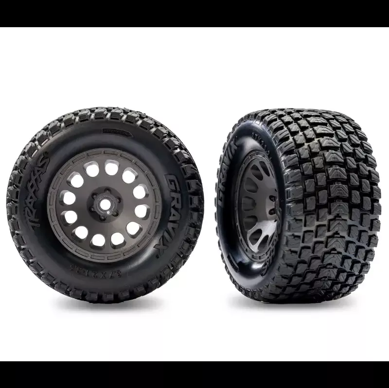 Gray Rear Mini XRT Wheels w/ Gravix Tires (2) :10775-Gray