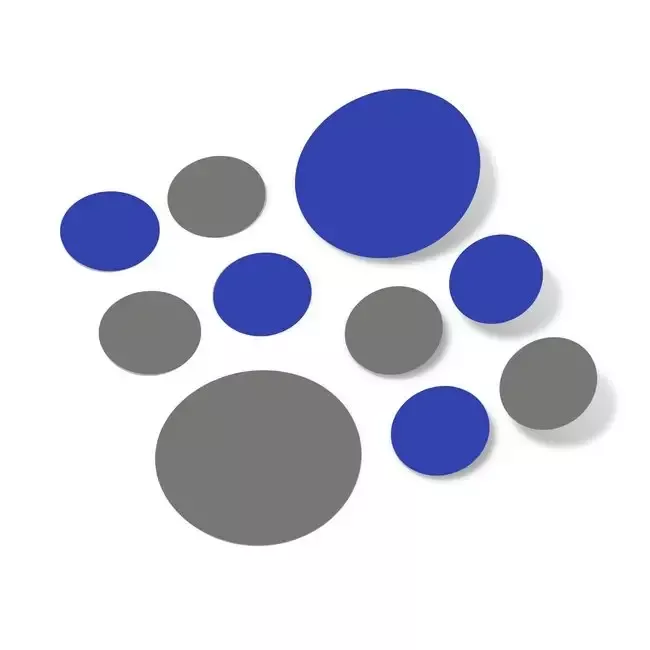 Grey / Blue Polka Dot Circles Wall Decals