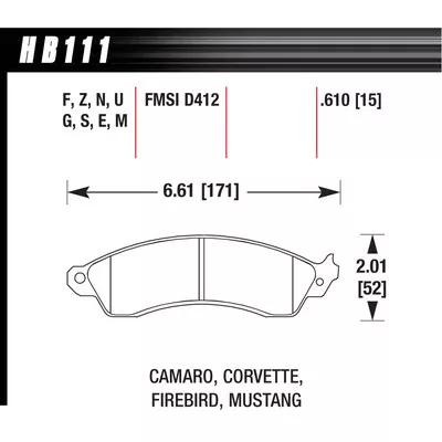 Hawk Brake Pads HB111F610 Performance Street GM/Ford