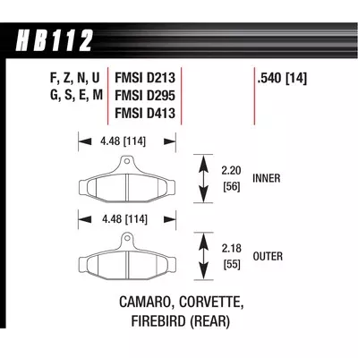 Hawk Brake Pads HB112E540 Blue 9012 Camaro