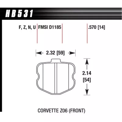 Hawk Brake Pads HB531Z570 2006 Corvette ZO6 Perf Ceramic