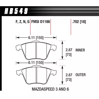 Hawk Brake Pads HB549F702 Performance Street Front Mazda/Volvo