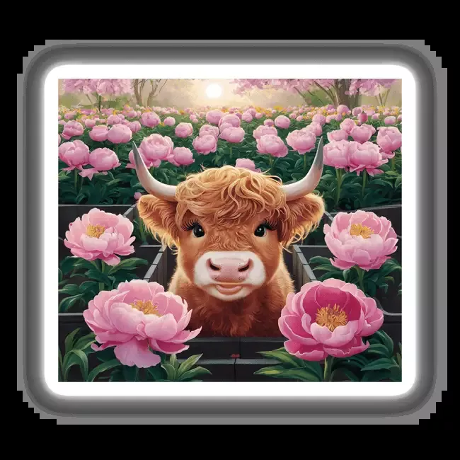 Highland Cow Peony Garden