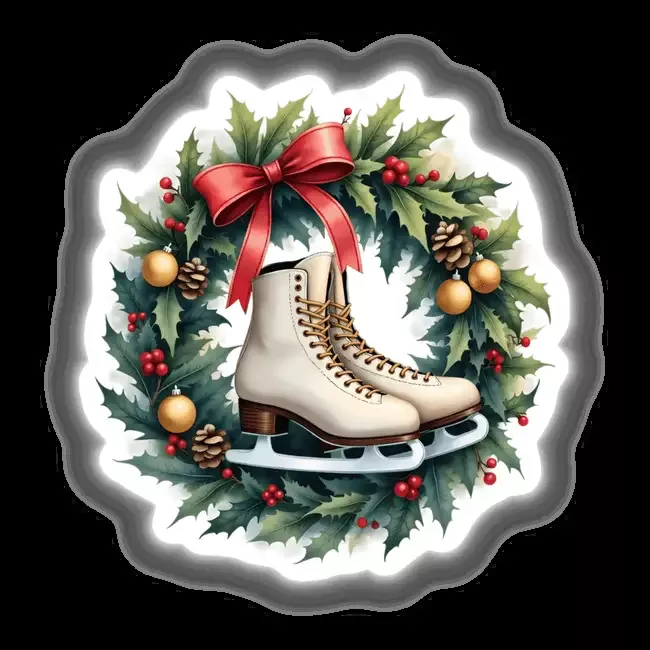 Ice Skates in a Christmas Wreath