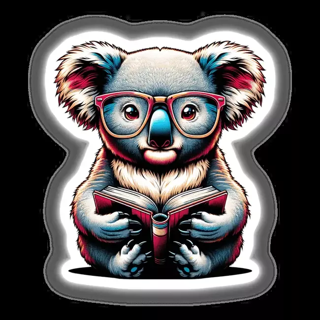 Koala Bear With Reading Glasses Open Book
