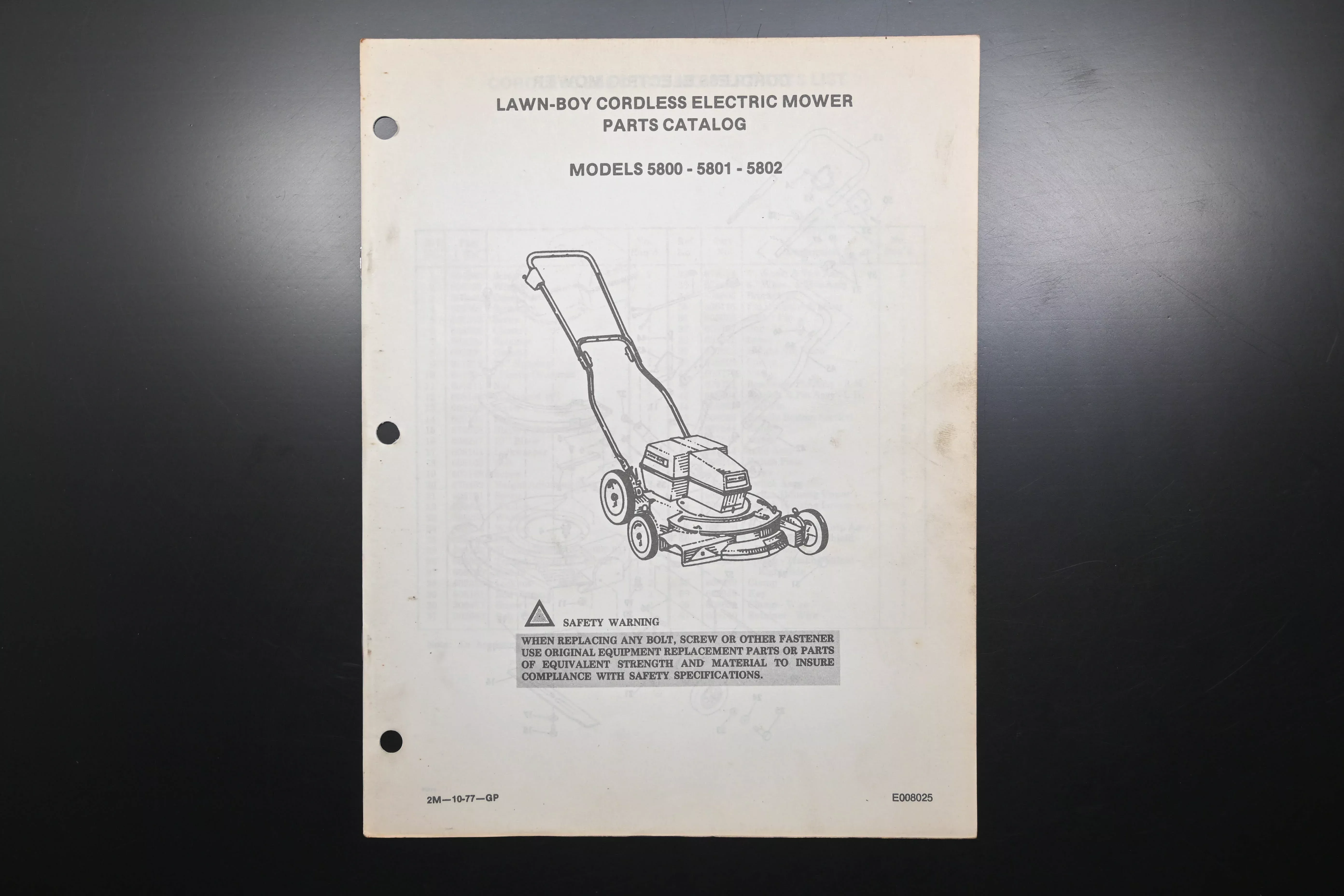 Lawn-Boy E008025 Cordless Electric Mower Parts Catalog
