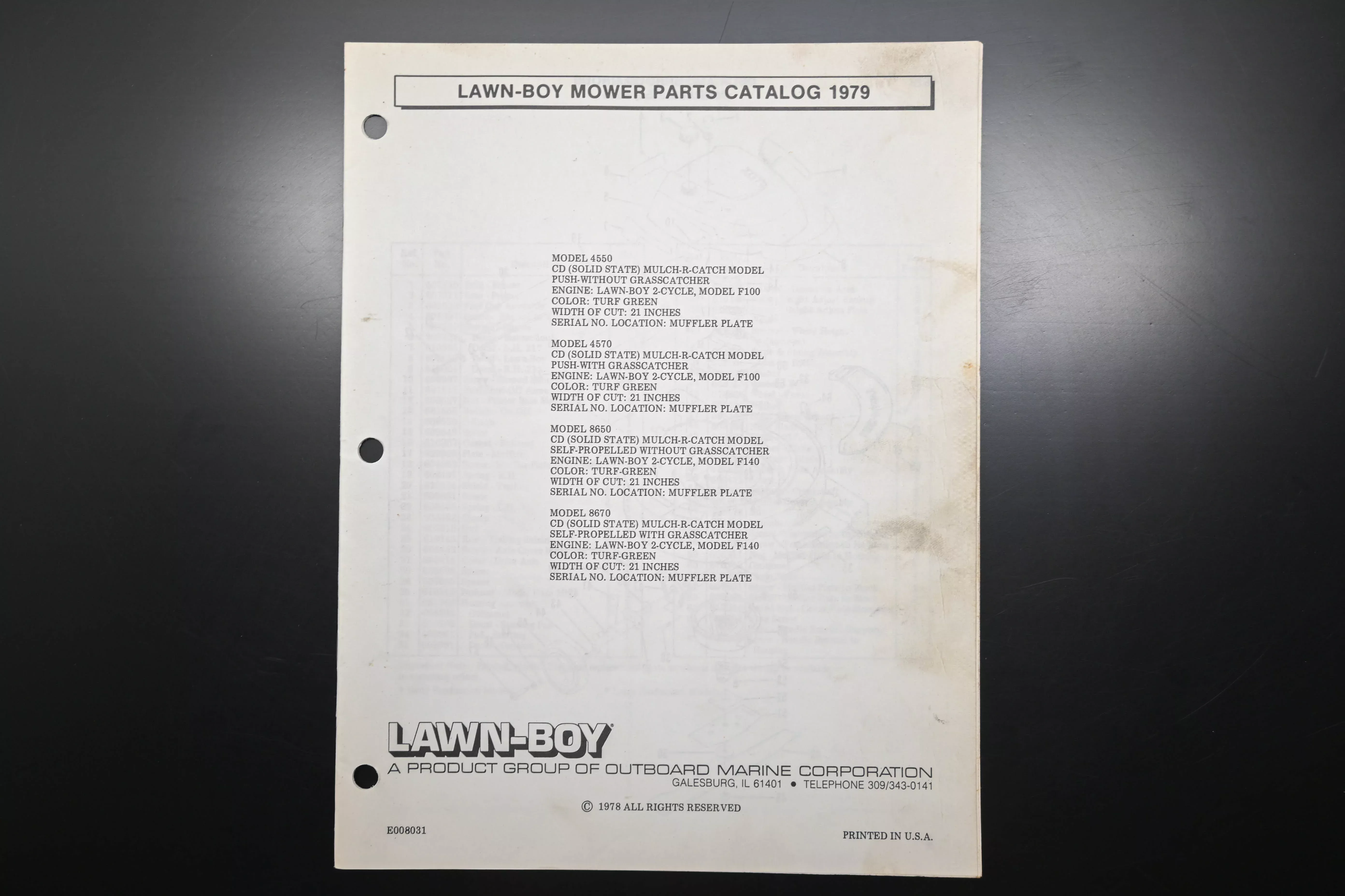 Lawn-Boy E008031 79 Mower Parts Catalog