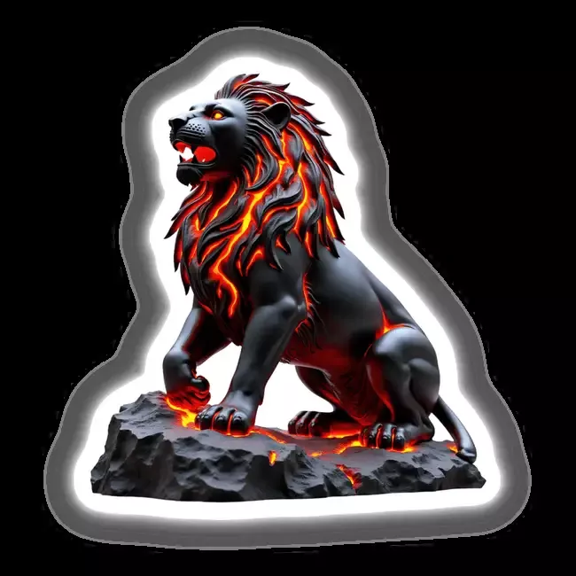 Molten Lava Lion Statue