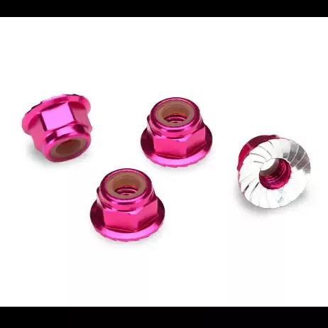 Nuts, 4mm (4) Pink Alum:1747P