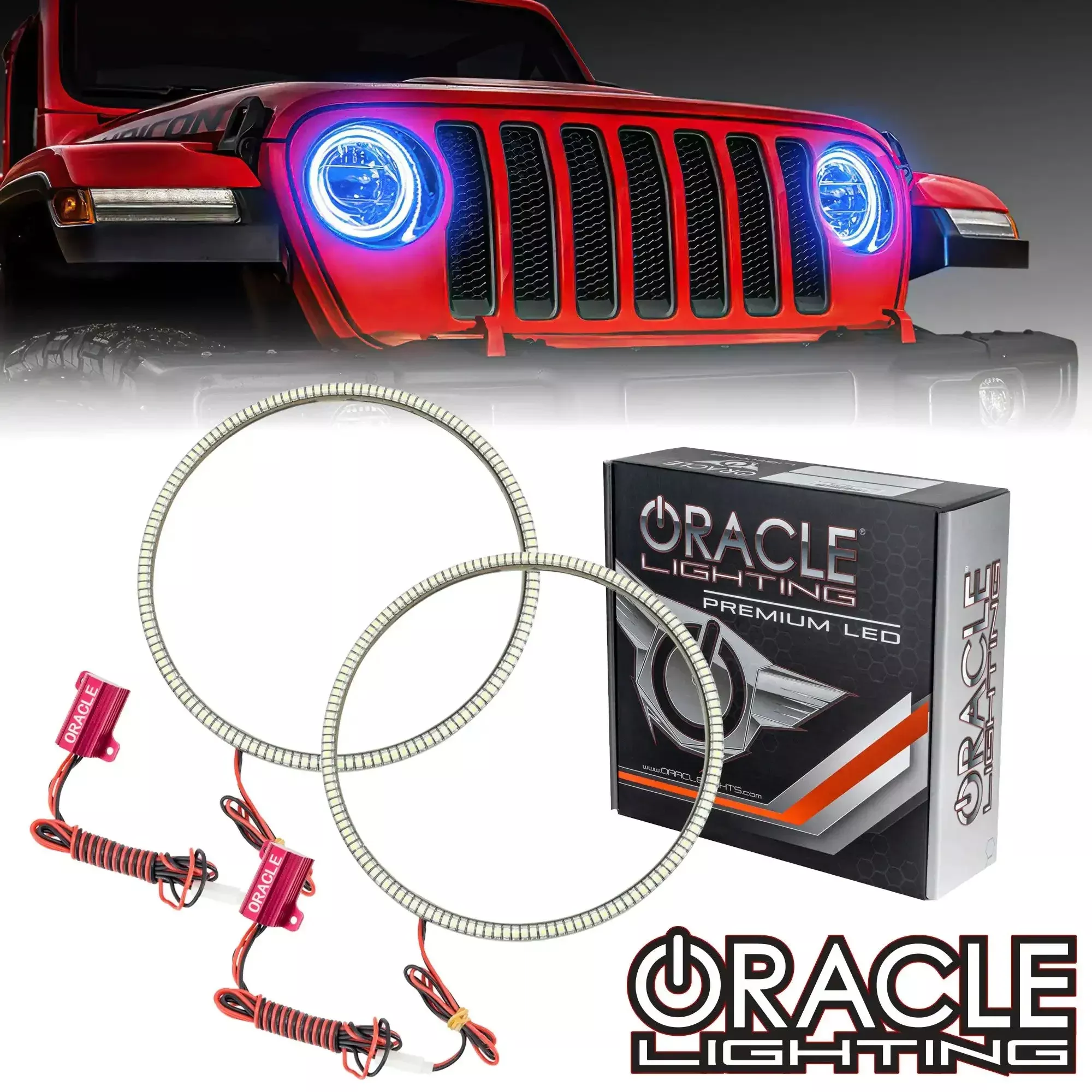 Oracle Lighting 1214-001 Jeep Wrangler JL/Gladiator JT LED Surface Mount Headlight Halo Kit - White