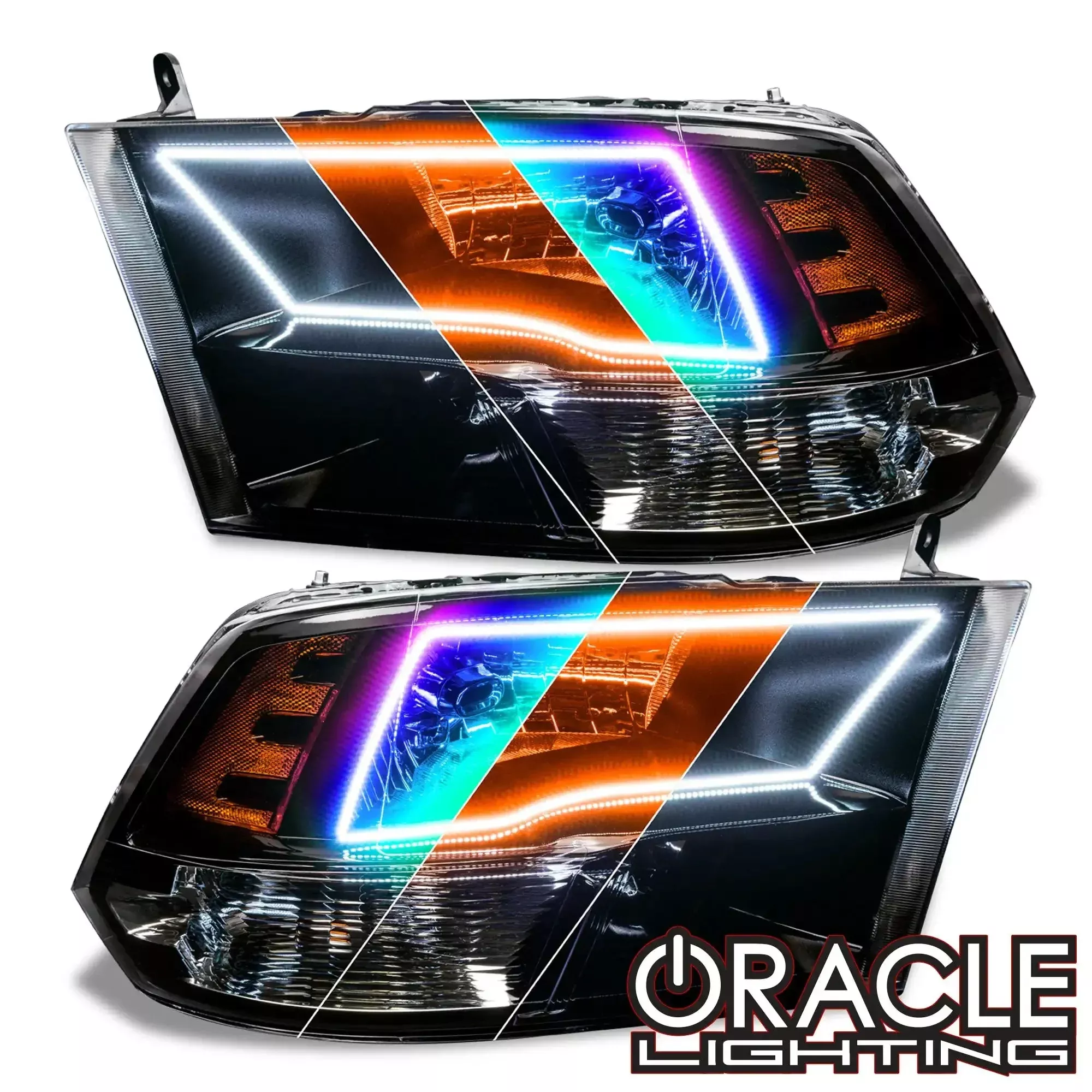 Oracle Lighting 1328-334 2009-2018 Dodge Ram RGB+A ColorSHIFT+ Switchback Quad Headlight Halo Kit