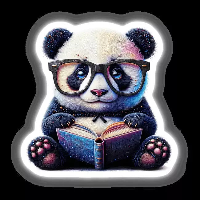 Panda Bear With Reading Glasses Open Book