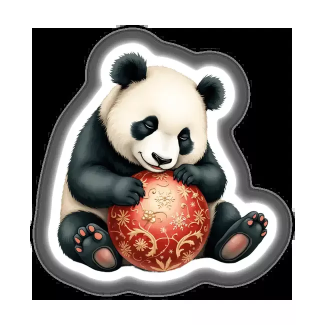 Panda Sleeping on Christmas Ornament