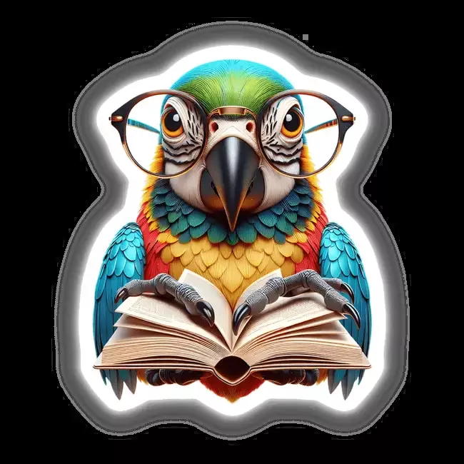 Parrot With Reading Glasses Open Book