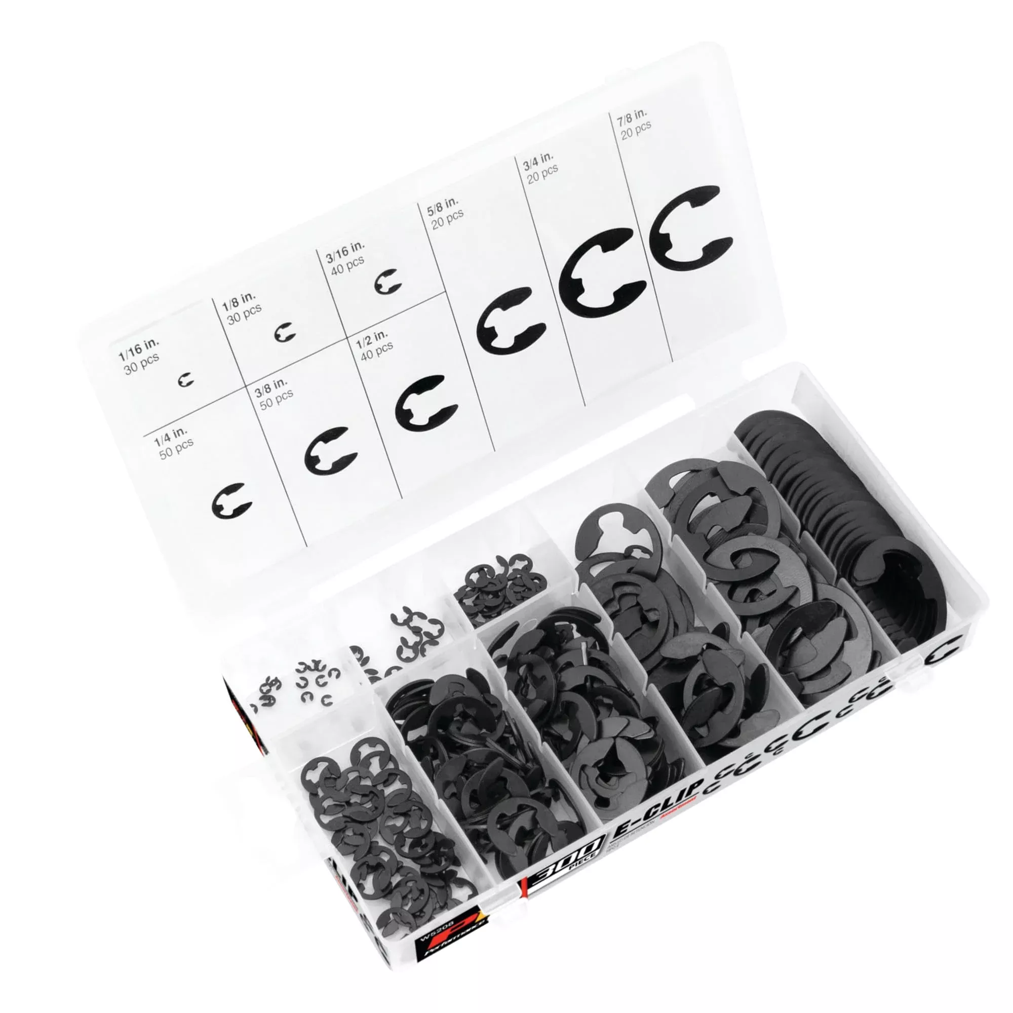 Performance Tool W5208 300Pc E-Clip Assortment, Black