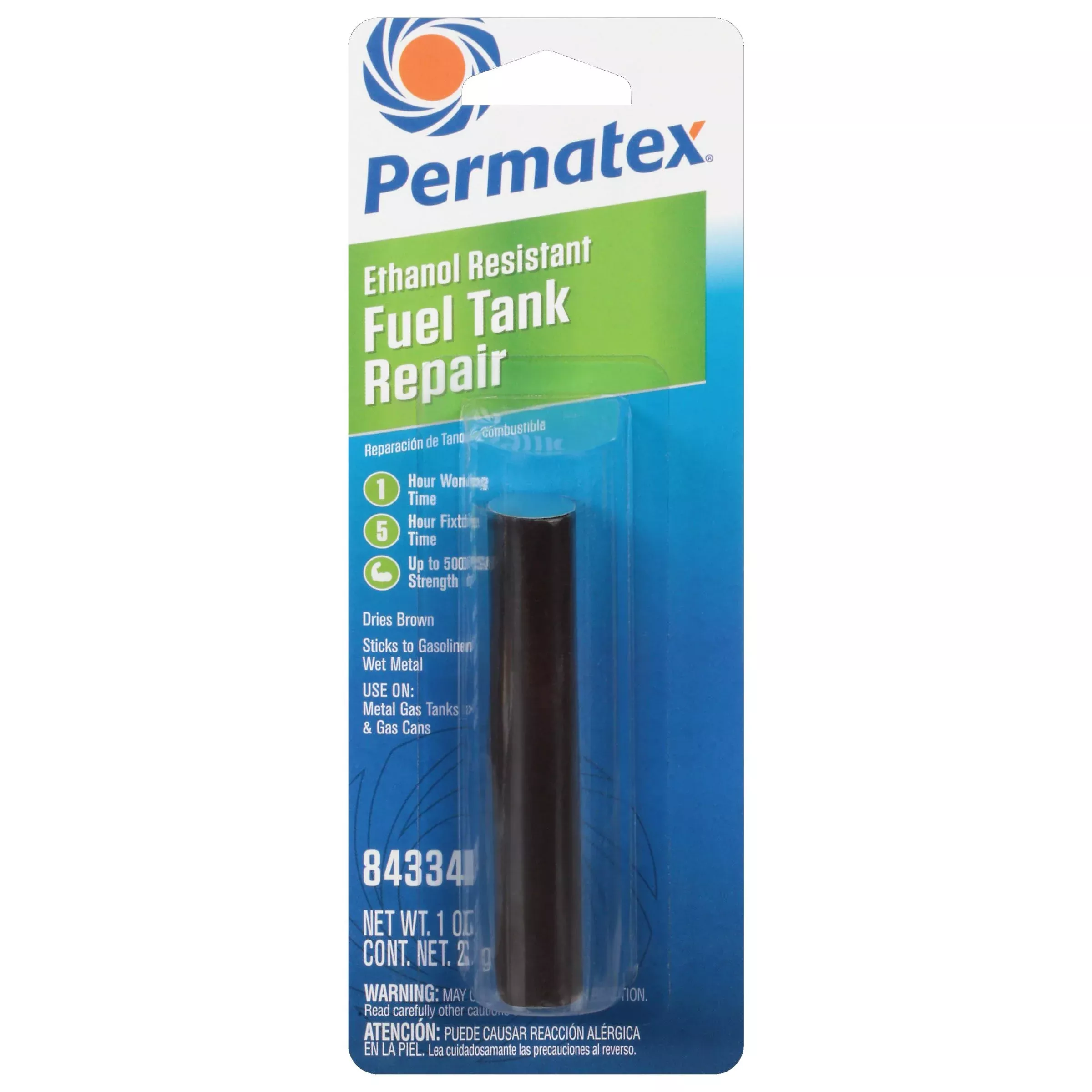 Permatex Fuel Tank Repair Epoxy Stick, 1 oz., Black - Durable Epoxy Resin for Quick Fixes, Model 84334
