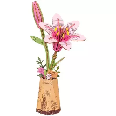 Pink Lily – Wood Bloom Craft 3D Wooden Puzzle