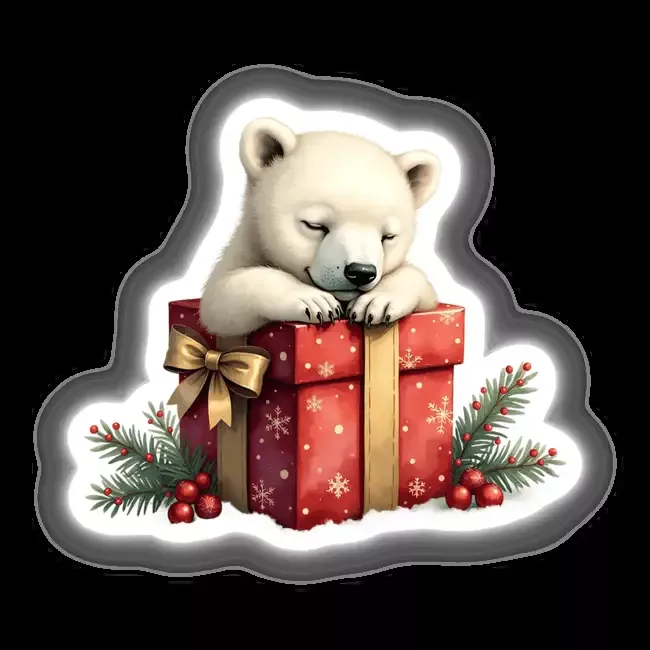 Polar Bear in Christmas Present Box