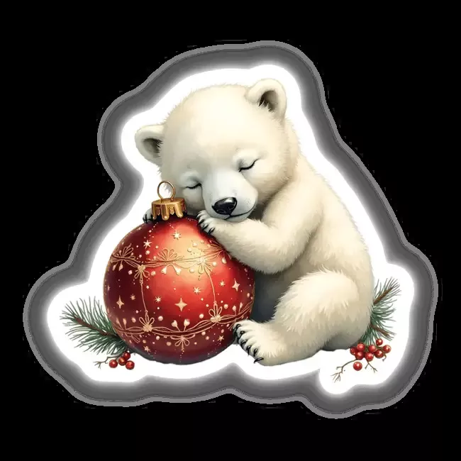 Polar Bear Sleeping on Christmas Ornament