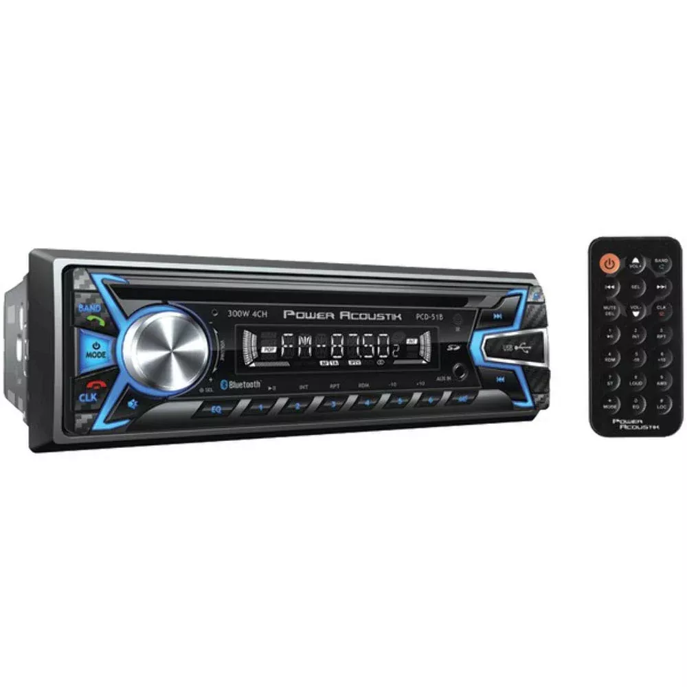 Power Acoustik Pcd-51B Single-Din In-Dash Cd/Mp3 Am/Fm Receiver (With Bluetooth)