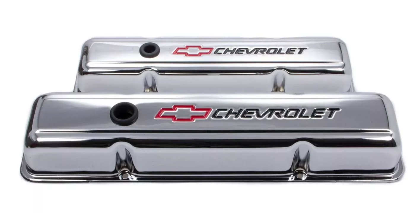Proform 141-899 Sbc Chrome Valve Cover With Baffle, Red