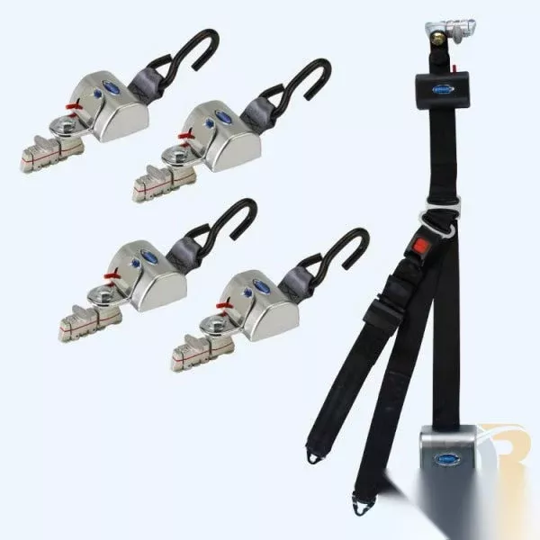 QRT MAX Kit for L Track, retractable shoulder/lap belt combo with retractable height adjuster, 131 degree anglebracket and L Track fitting on top and bottom Q-8306-L2