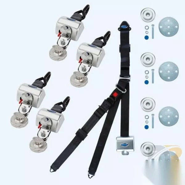QRT MAX Kitfor Slide N' Click, retractable shoulder/lap belt combo, SNC floor anchorages Q-8300-A1-SC