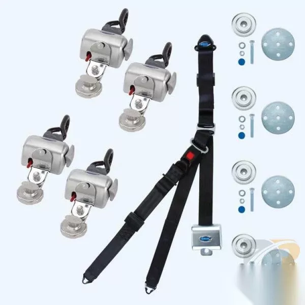 QRT Standard Kit for Slide N' Click, retractable shoulder/lap belt combo, SNC floor anchorages Q-8200-A1-SC