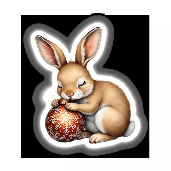 Rabbit Sleeping on Christmas Ornament