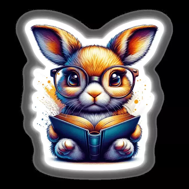 Rabbit With Reading Glasses Open Book