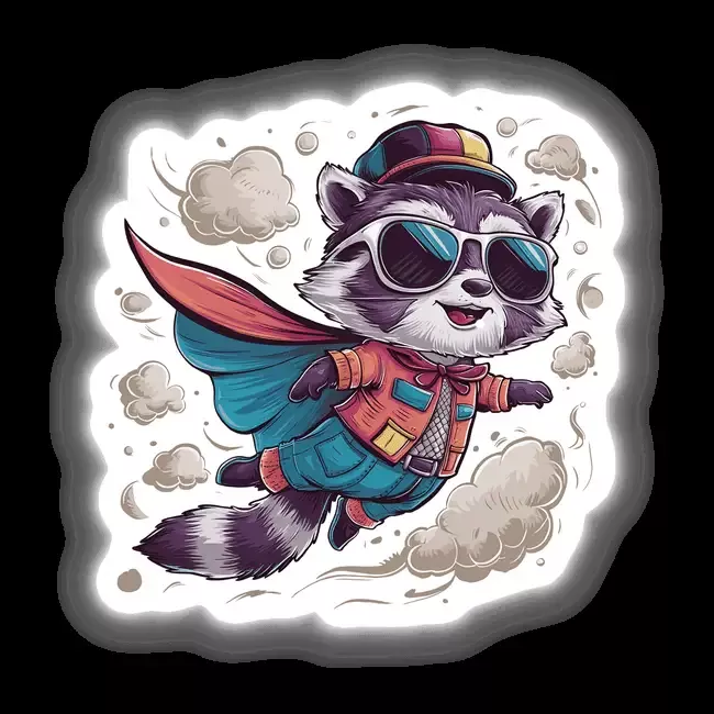 Raccoon Wearing Superhero Cape