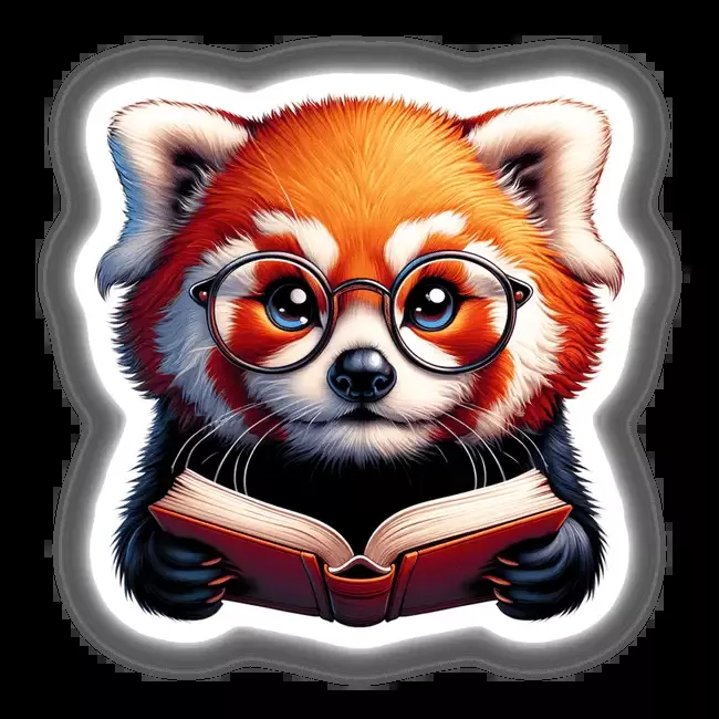 Red Panda With Reading Glasses Open Book