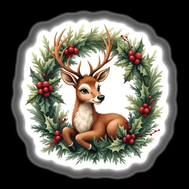 Reindeer in a Christmas Wreath