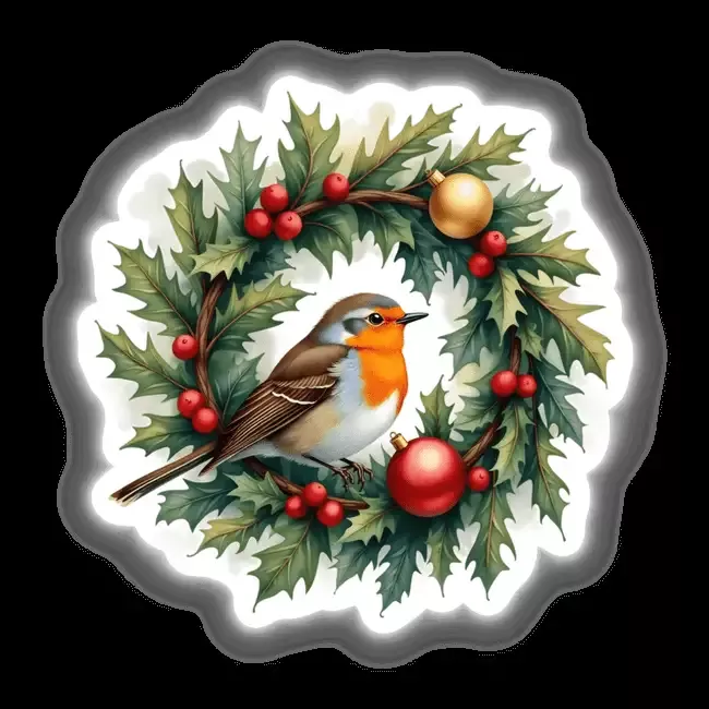 Robin in a Christmas Wreath