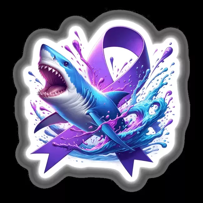 Shark Purple Awareness Ribbon