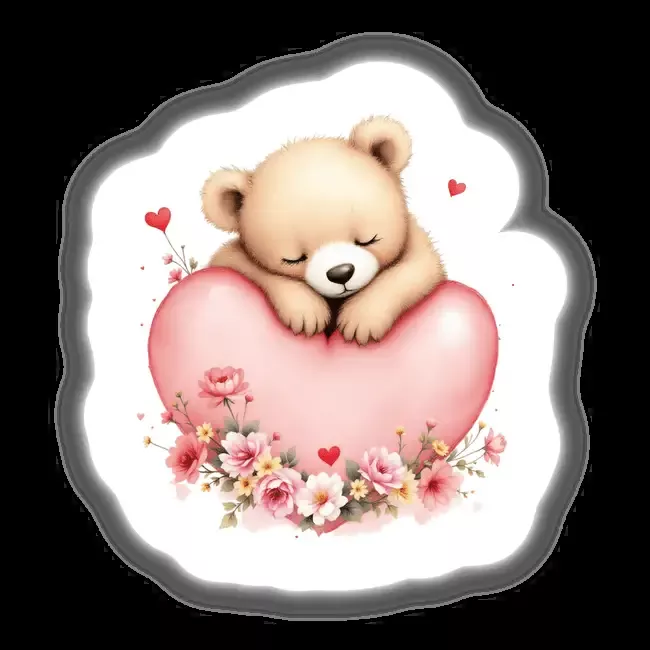 Sleepy Baby Bear with Valentine’s Heart