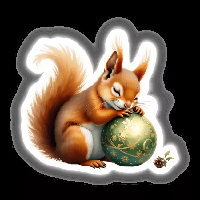 Squirrel Sleeping on Christmas Ornament
