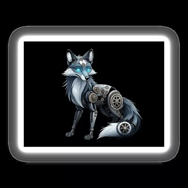 Steampunk Fox with Glowing Eyes and Gear Accents