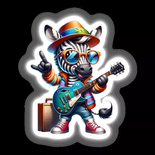 Stylish Zebra Rockstar Playing Guitar