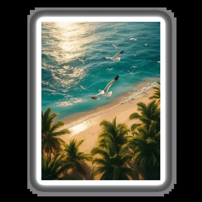 Sunset Serenity Seagulls Over Tropical Shores