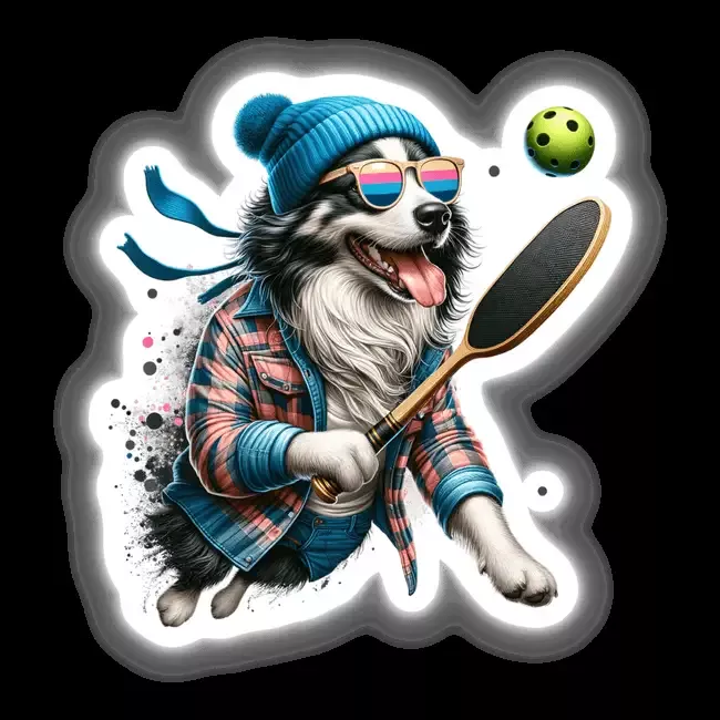 Trendy Border Collie Dog Playing Pickleball