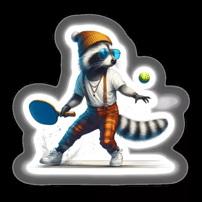 Trendy Raccoon Playing Pickleball