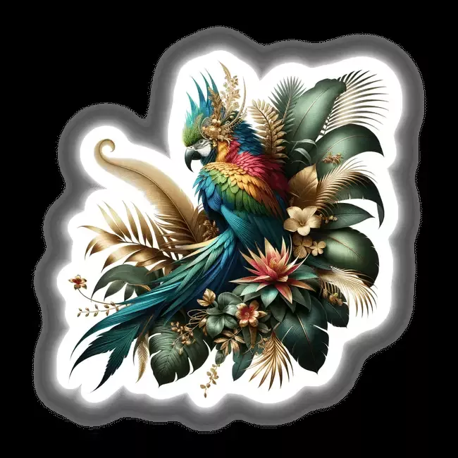 Tropical Glam Parrot Gold Accented Bird