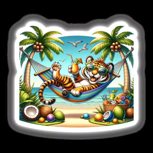 Tropical Tiger Lounging in Hammock